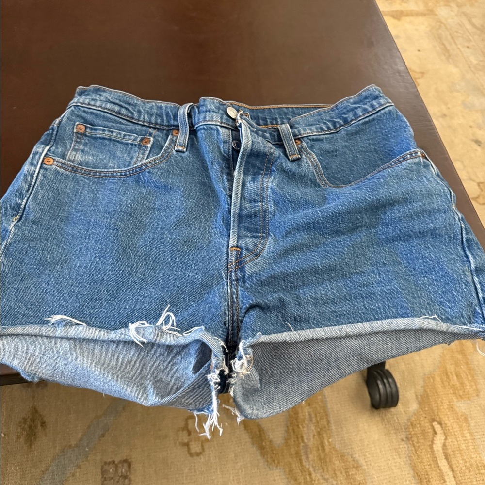 Levi's Distressed Blue Denim Shorts